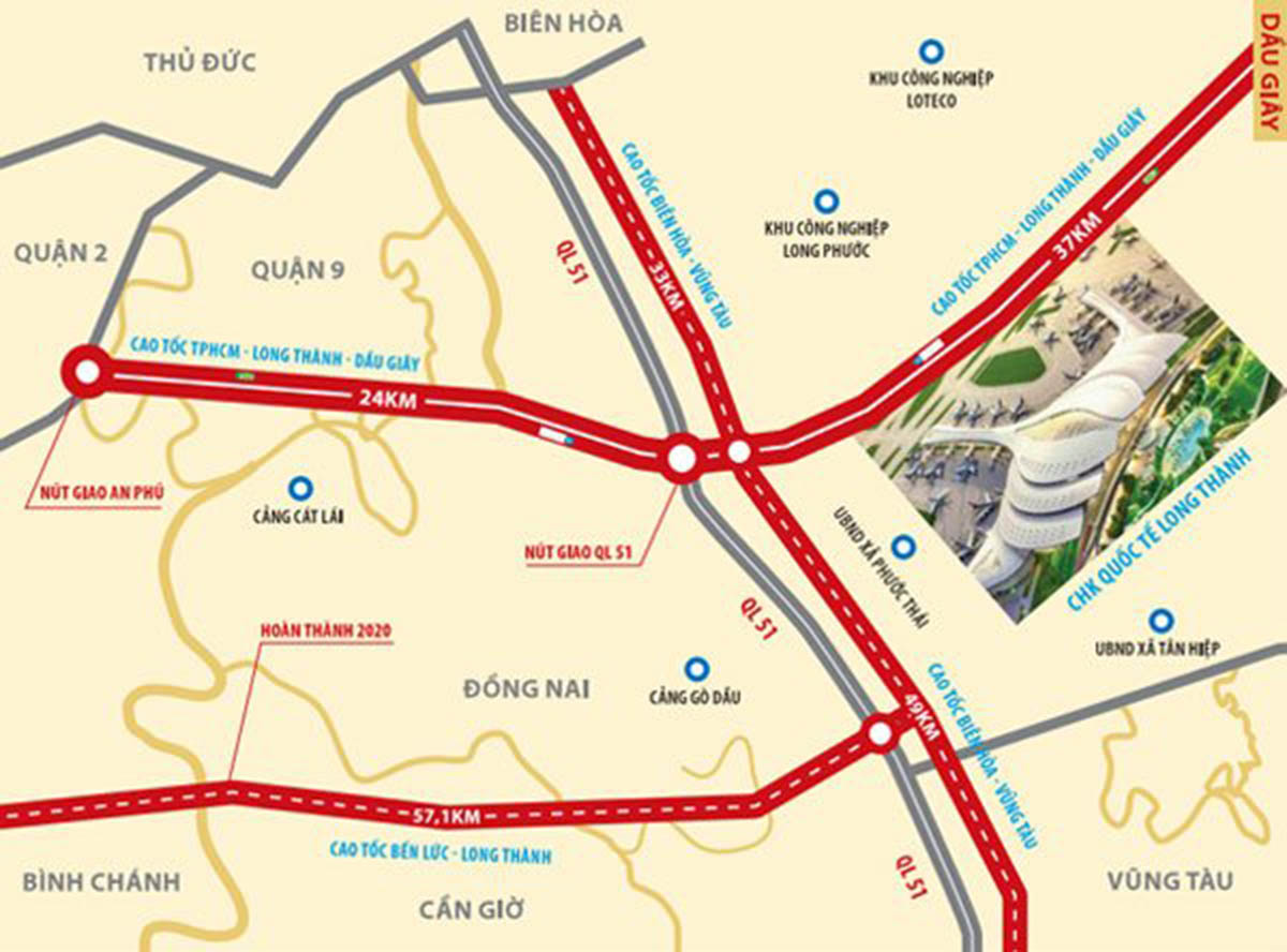 Vị trí Sân bay Quốc tế Long Thành
