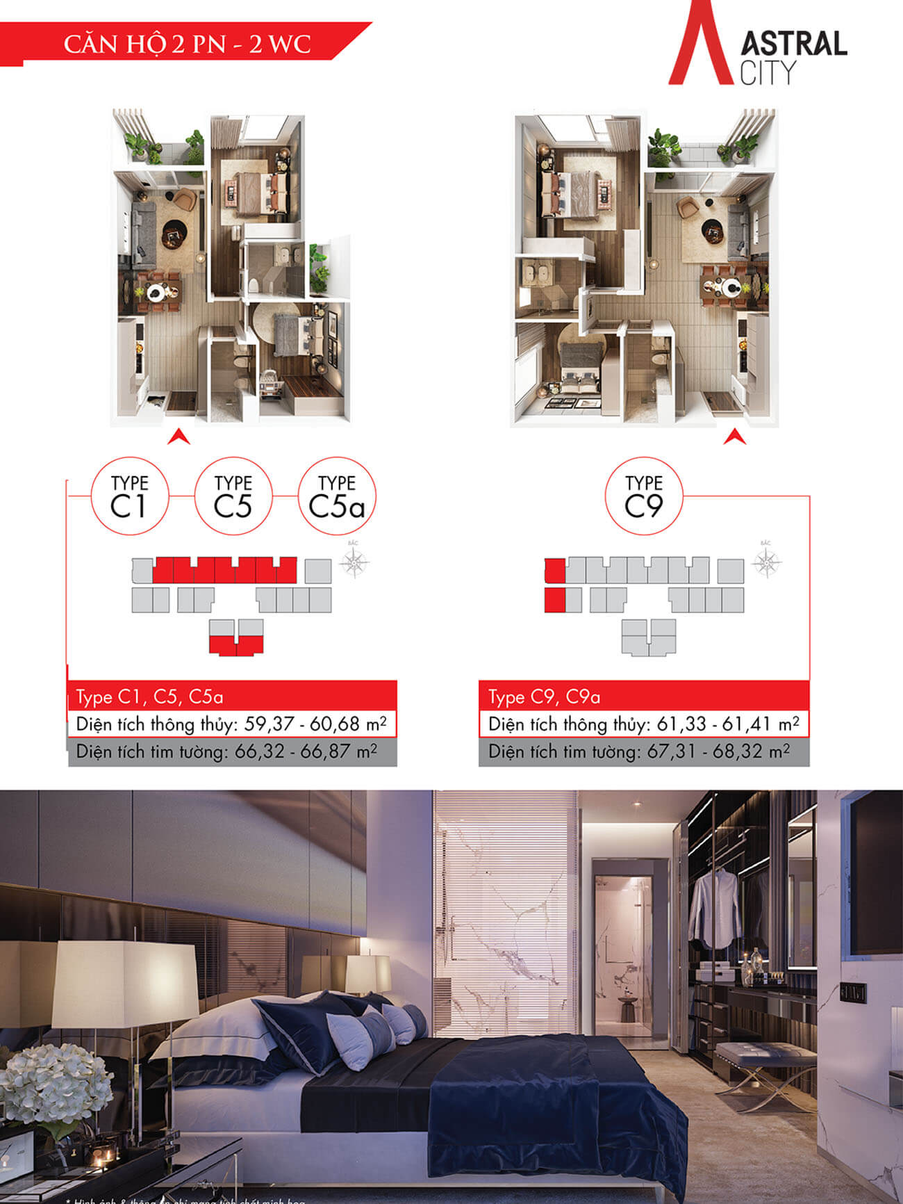 Căn hộ 2 phòng ngủ 2 toilet