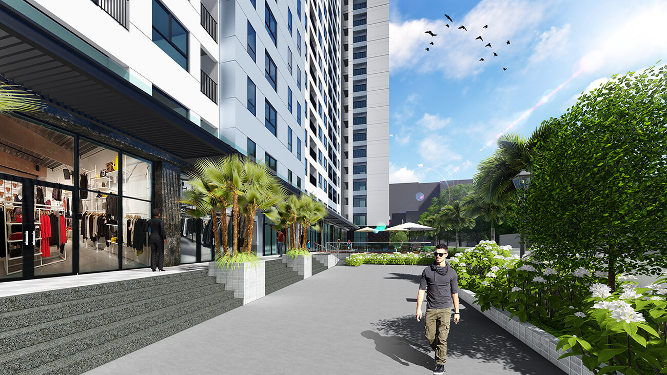 Khu shophouse và các cửa hàng