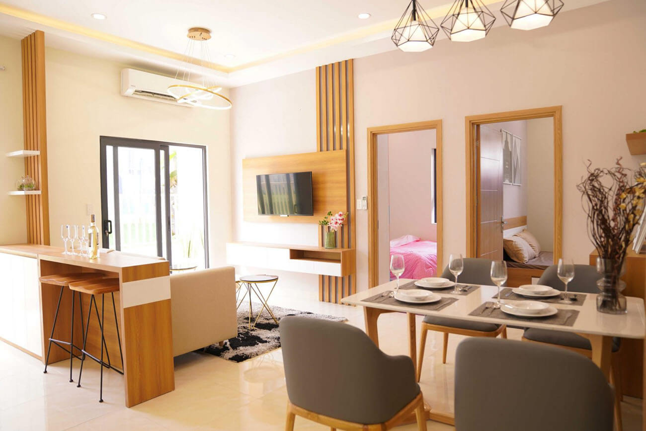 Nội thất vật liệu gỗ làm điểm nhấn