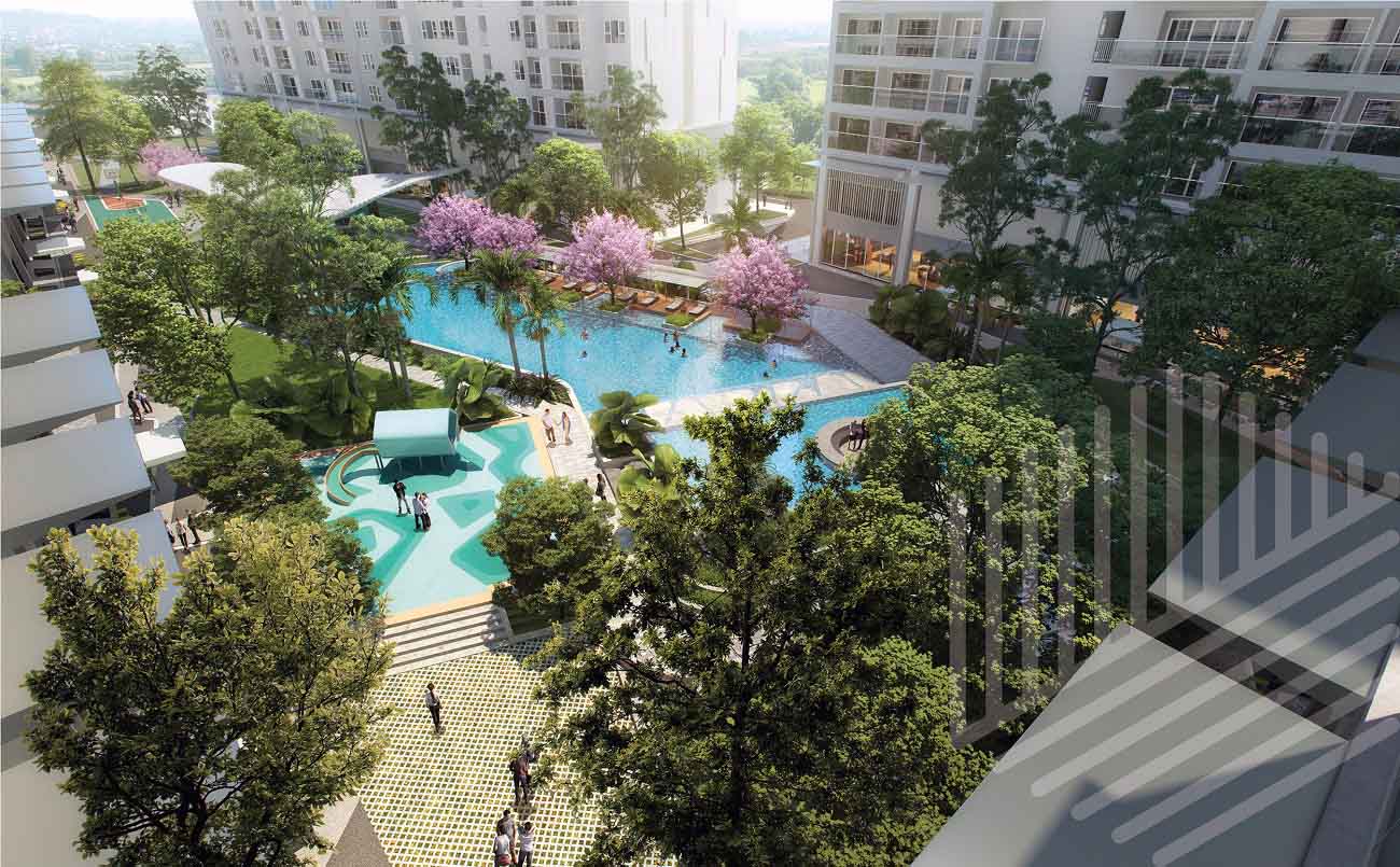 Hồ bơi và diện tích xanh rộng