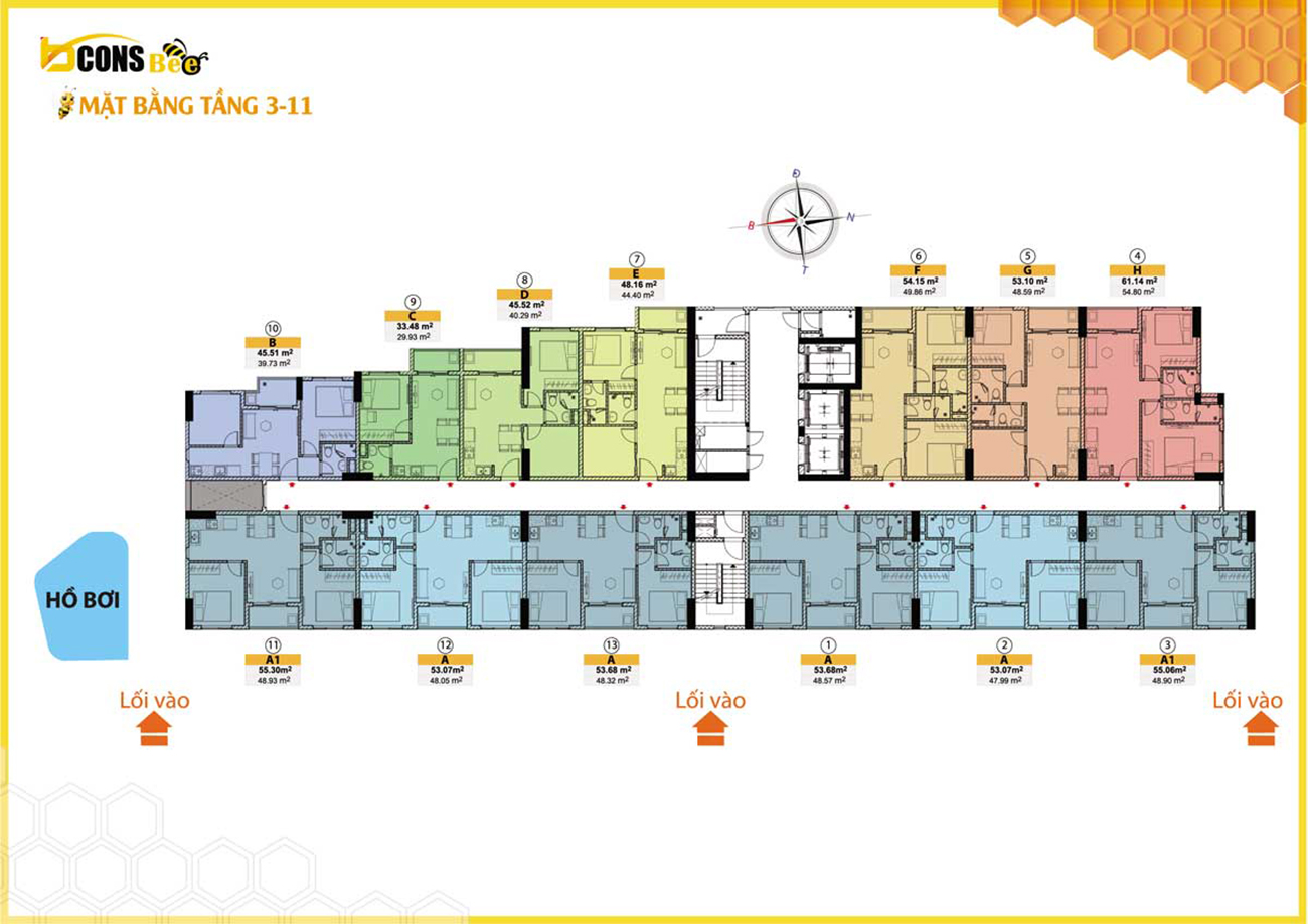 Mặt bằng tầng 3 đến 11
