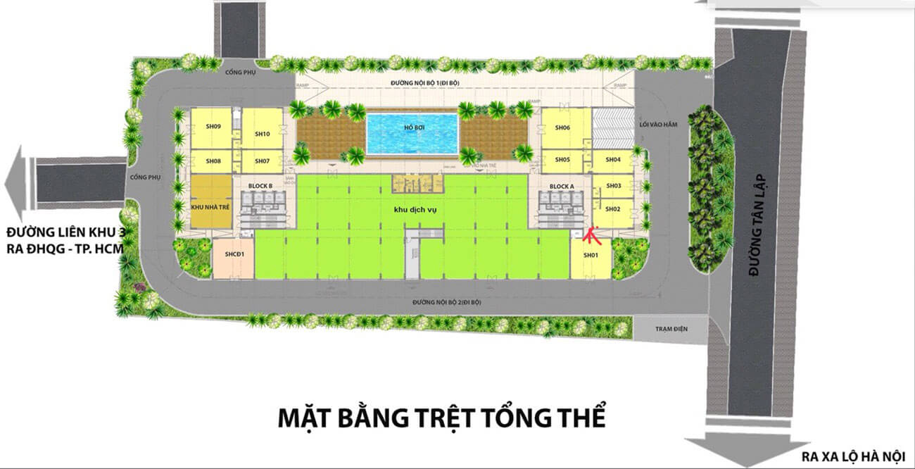 Mặt bằng tầng trệt tổng thể