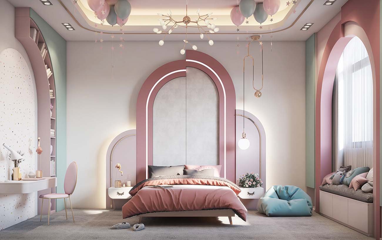 Phòng ngủ Tân Cố Điển cổ tích cho bé gái 