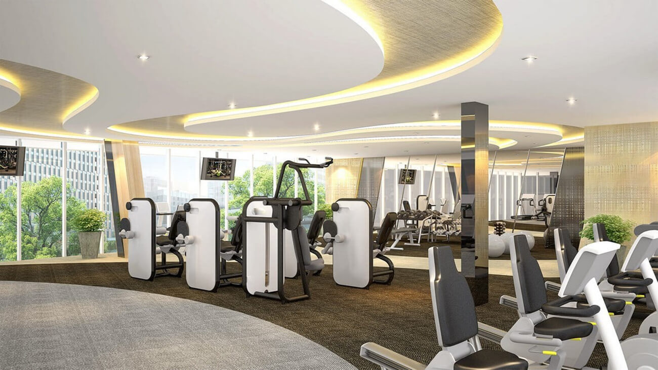 Phòng tập gym hiện đại, đầy đủ thiết bị