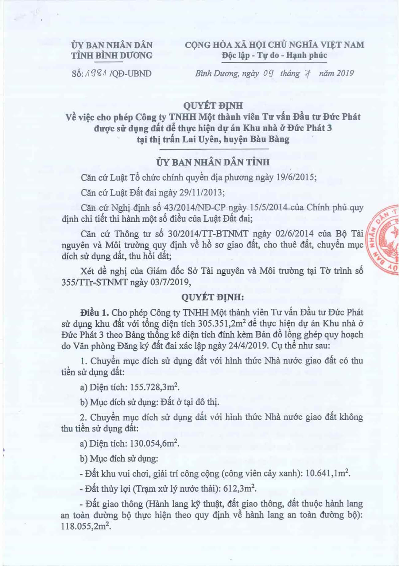 Quyết định cho phép chủ đầu tư sử dụng đất xây dựng