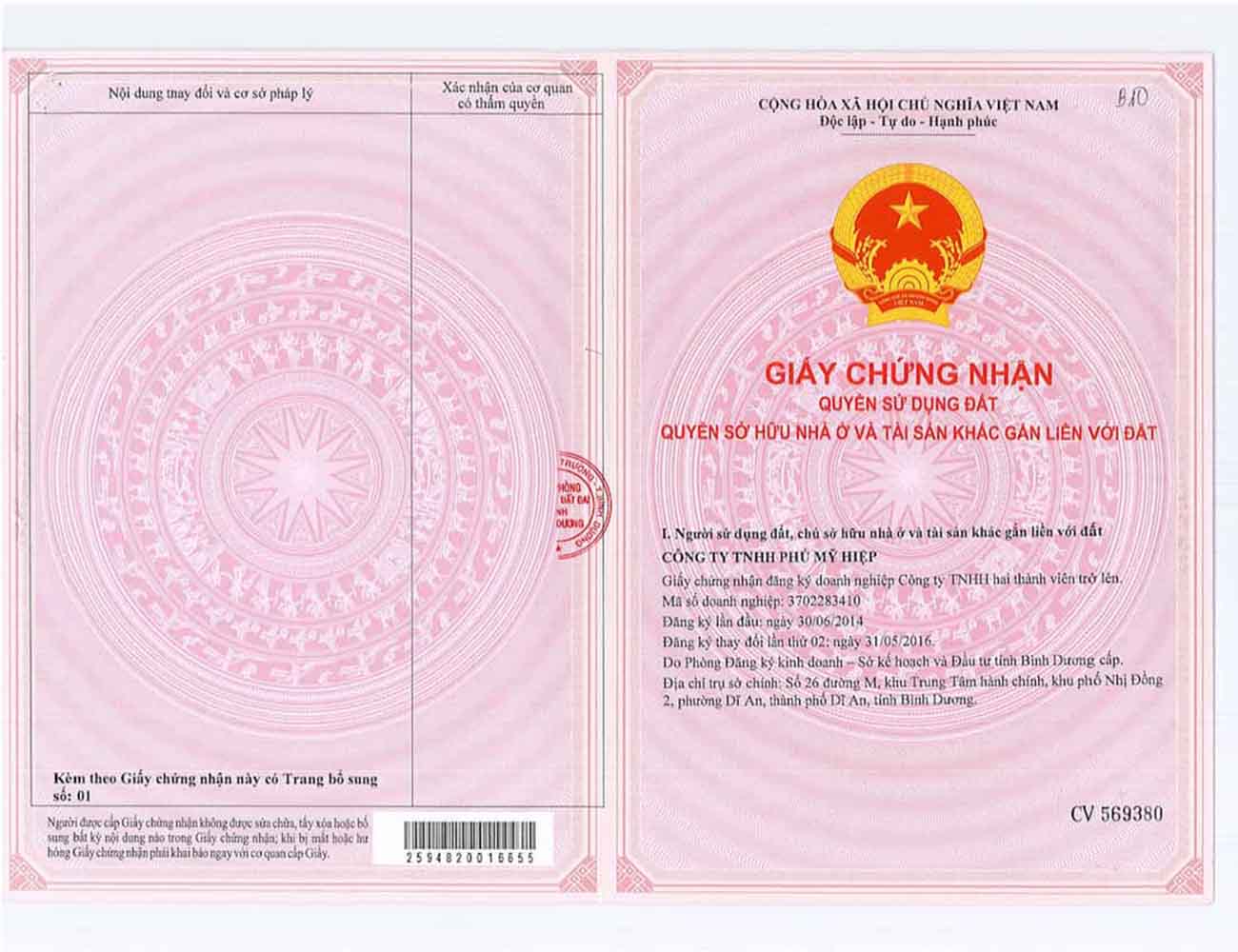 Sổ hồng chứng nhận quyền sở hữu