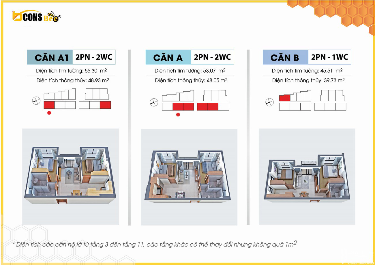 Thiết kế các căn hộ Bcons Bee