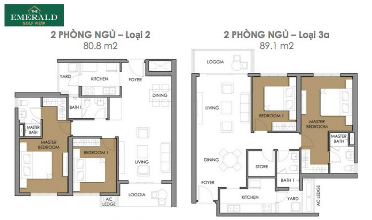 Thiết kế căn 2 phòng ngủ