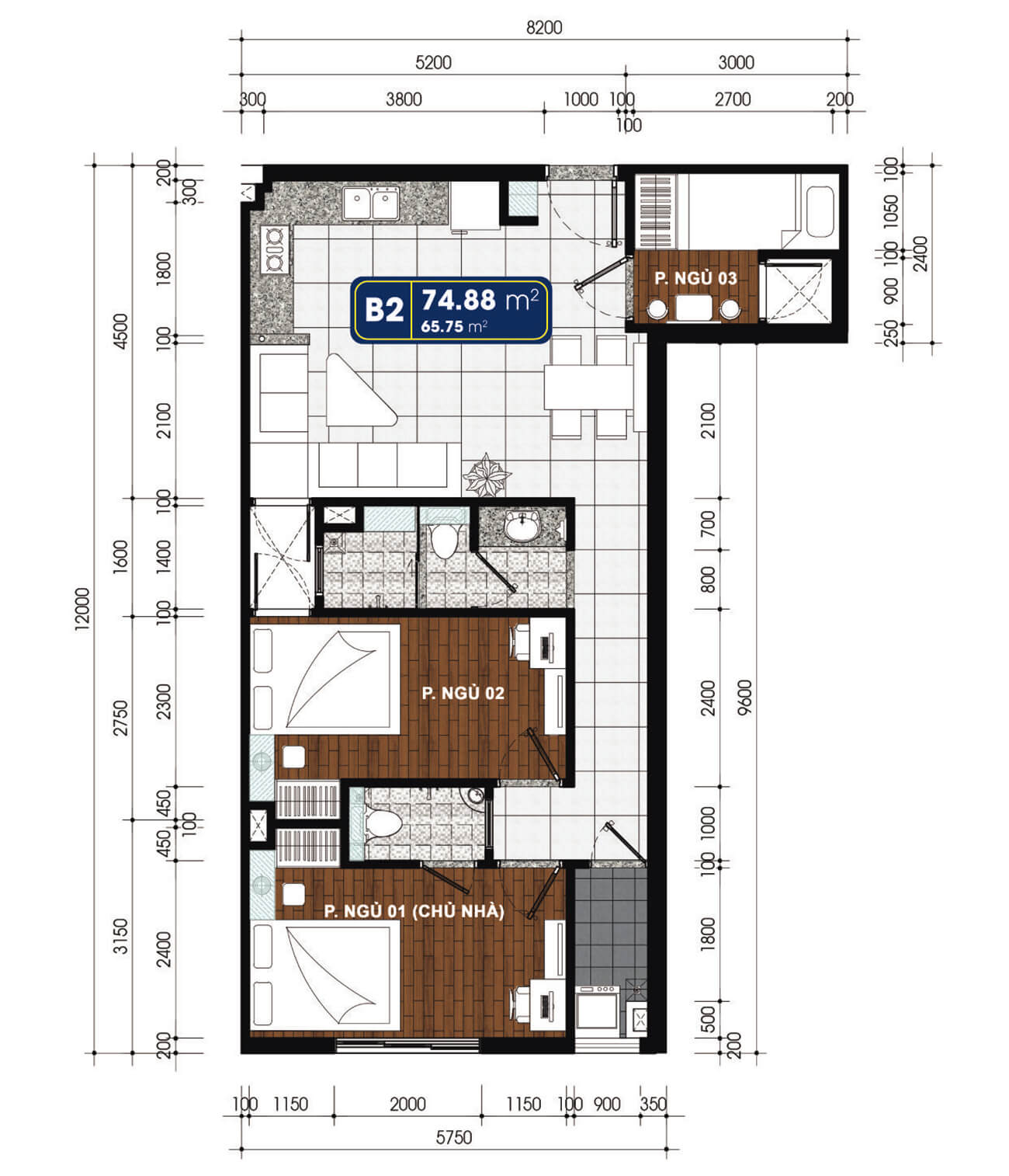 Thiết kế căn 75m2