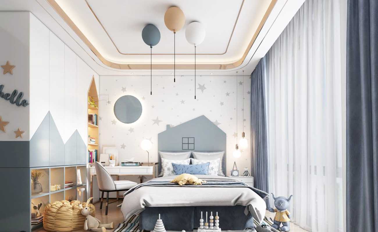 Thiết kế nội thất phòng ngủ bé gái màu pastel cực đẹp