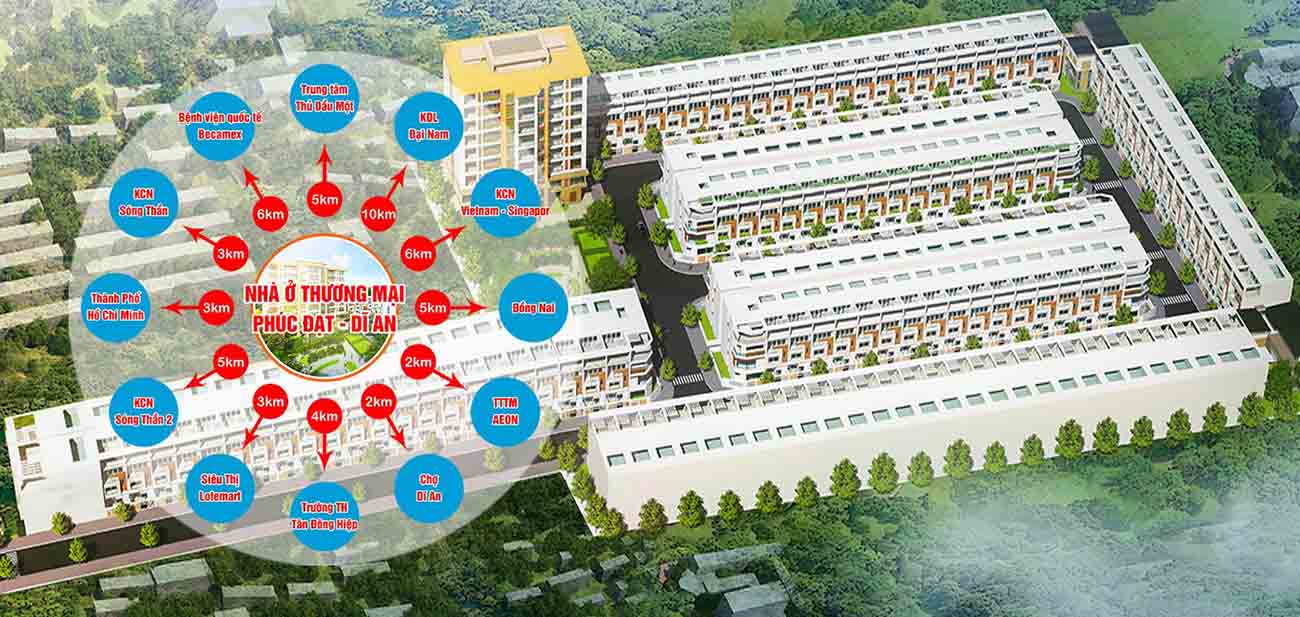 Vị trí dự án Khu Nhà ở Thương mại Phúc Đạt Dĩ An