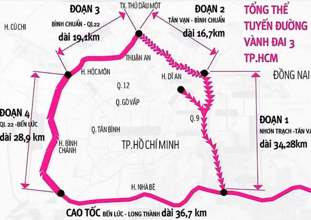 Bản đồ đường Vành Đai 3 và các đoạn còn lại