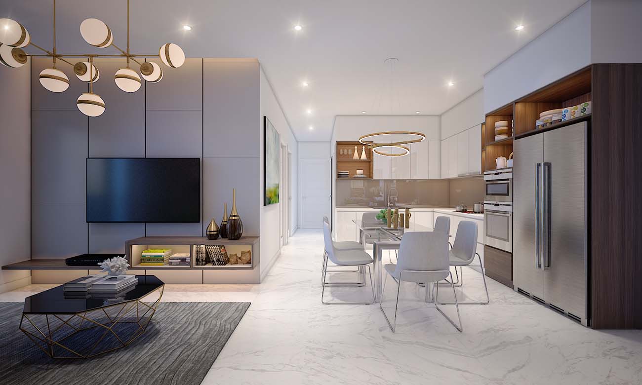 Thiết kế căn hộ 2PN Safira Khang Điền