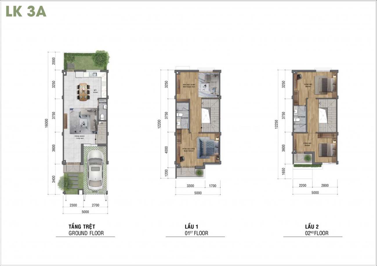 Thiết kế mặt bằng nhà phố dự án Corona City Khang Điền căn 6x15m