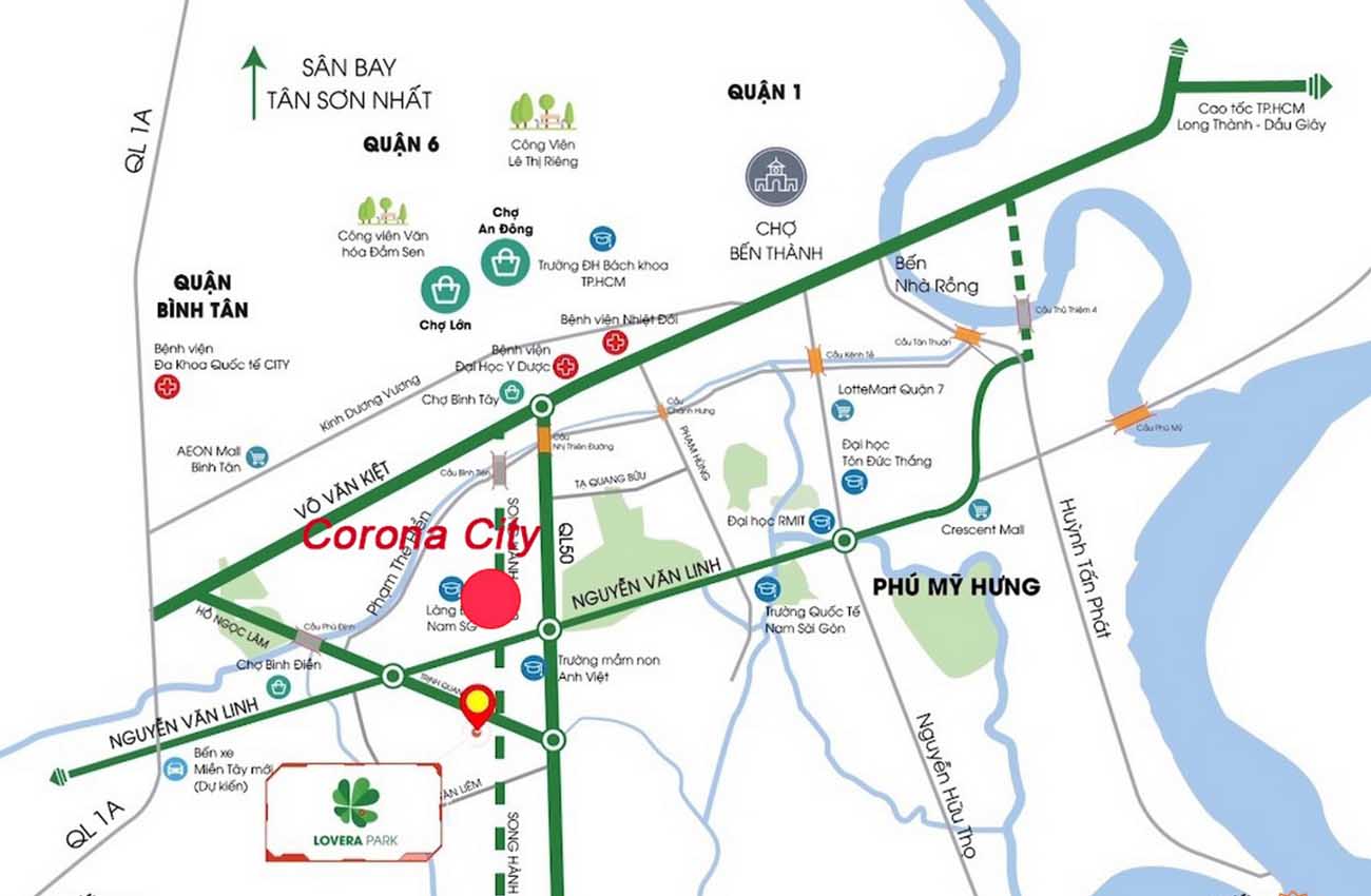 Vị trí dự án Corona City Khang Điền Bình Chánh