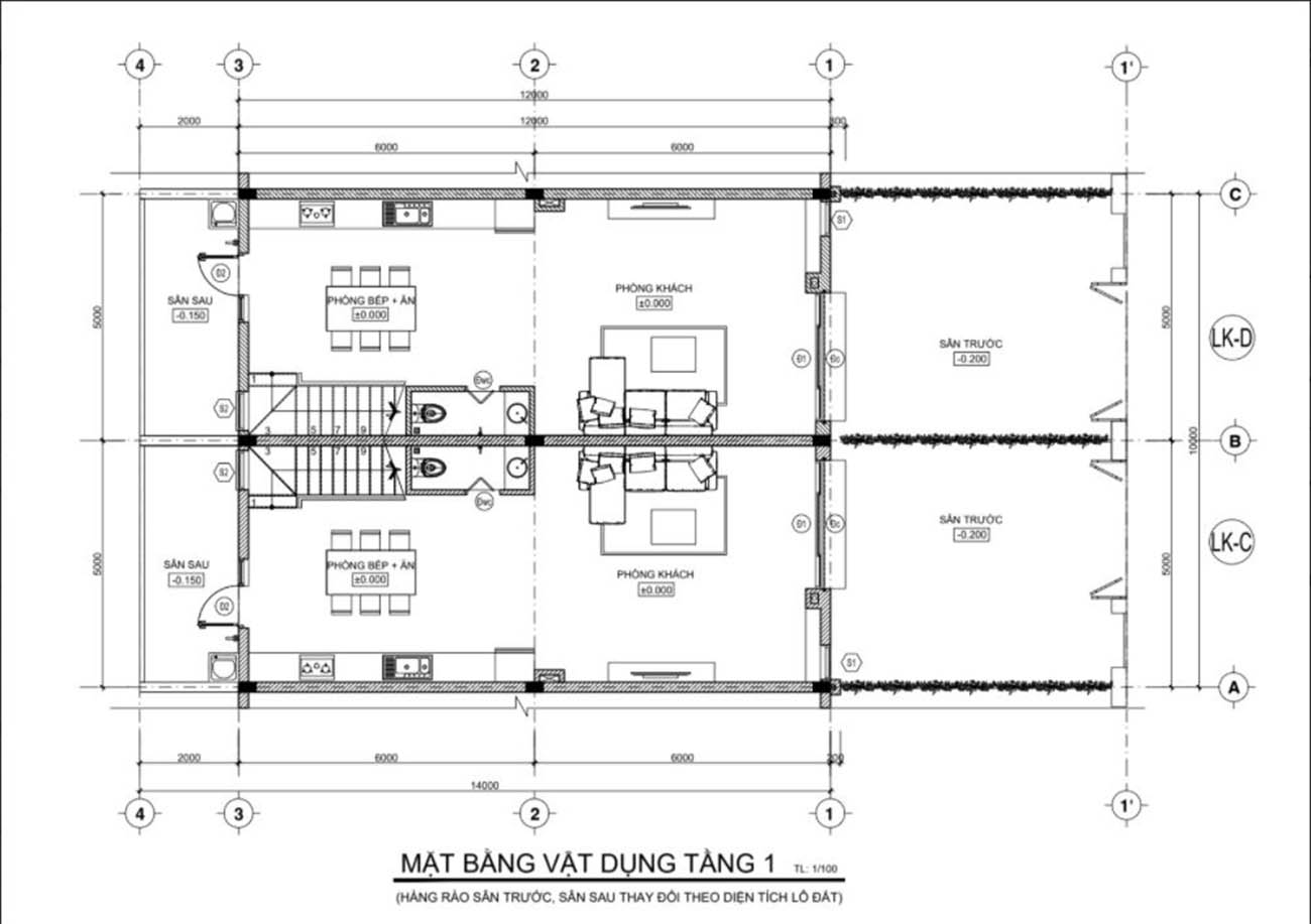 Quy hoạch mặt bằng nhà Phúc An Asuka tầng 1