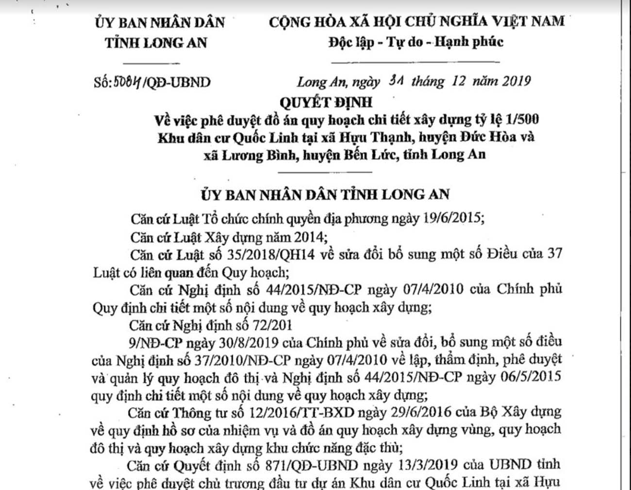 Phê duyệt quy hoạch 1/500 dự án 