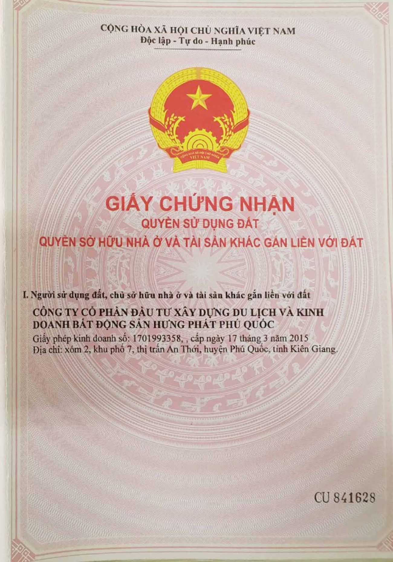 Sổ hồng pháp lý sản phẩm 