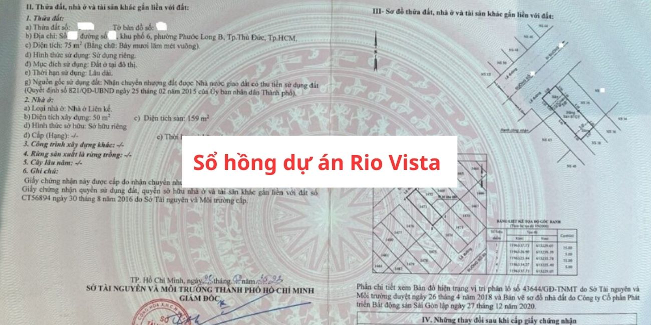 Pháp lý dự án Rio Vista đã bàn giao chưa
