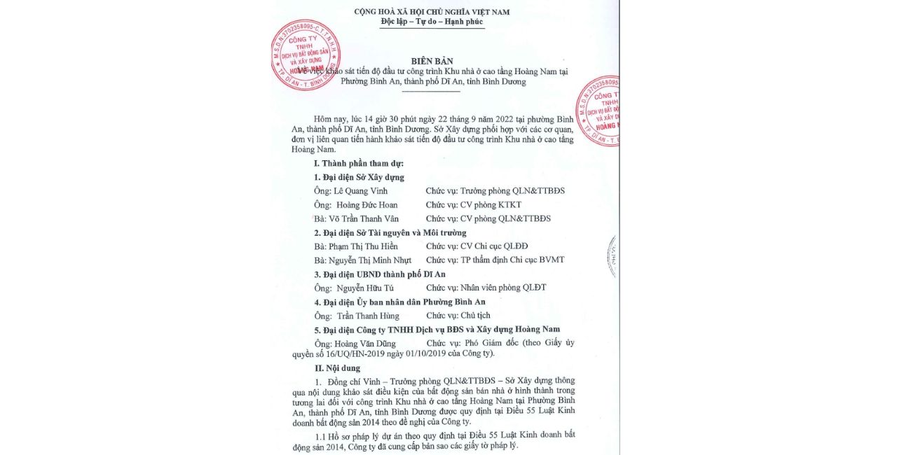 Biên bản nghiệm thu phần móng Honas Residence