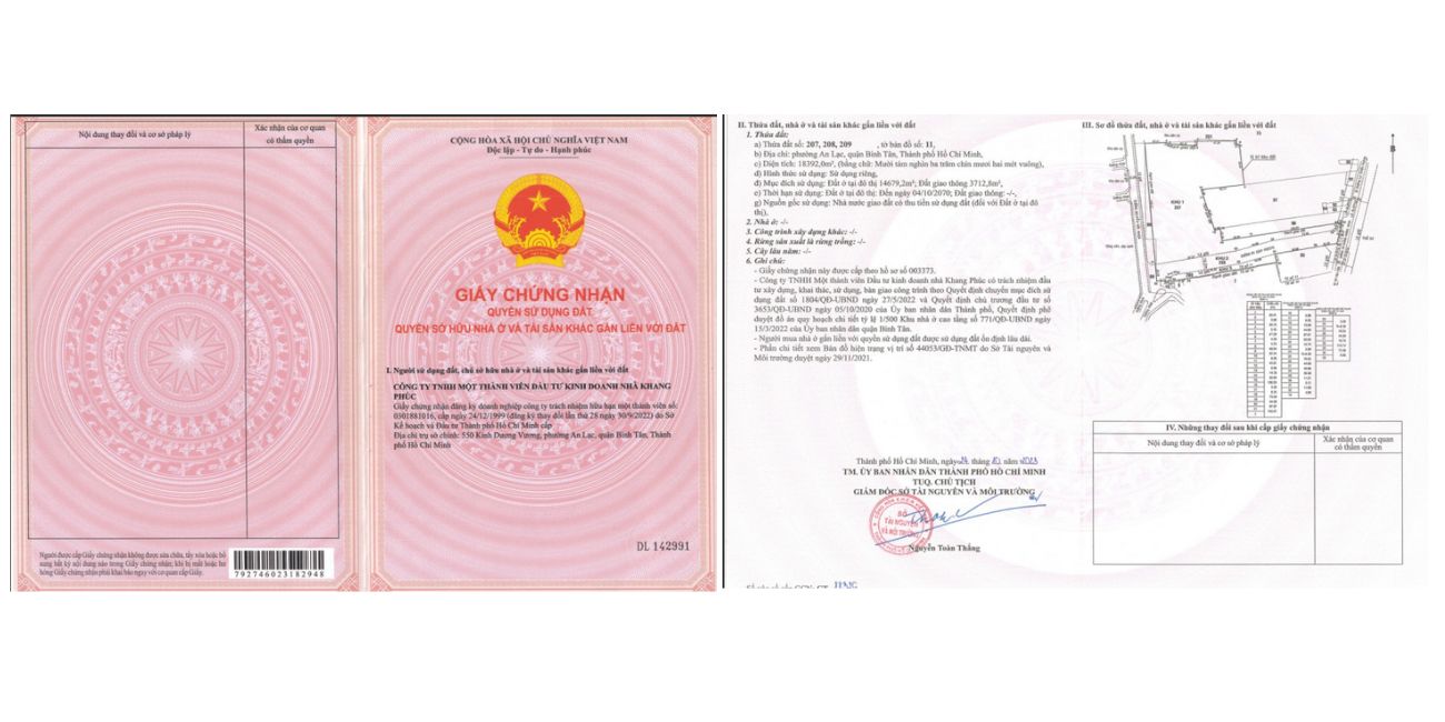 Giấy chứng nhận quyền sử dụng đất của dự án The Privia