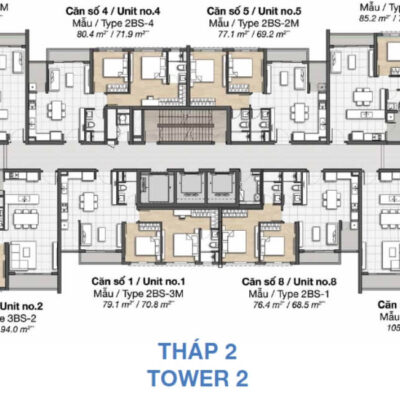 Hình ảnh mặt bằng căn hộ Tower 2
