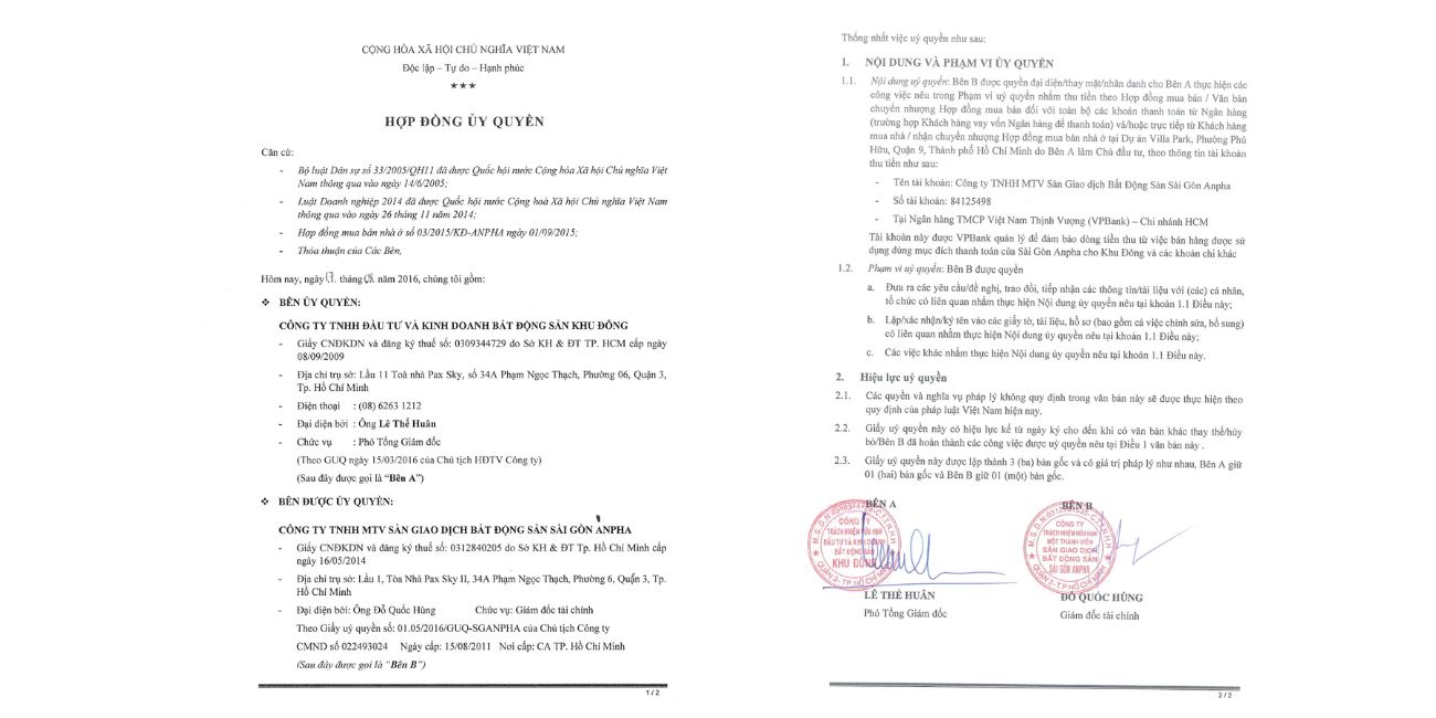 Hợp đồng ủy quyền