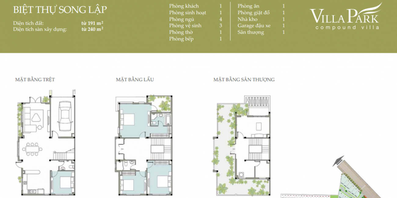 Mặt bằng biệt thự song lập