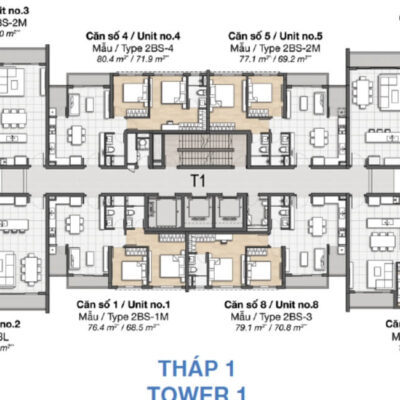 Hình ảnh mặt bằng căn hộ Tower 1