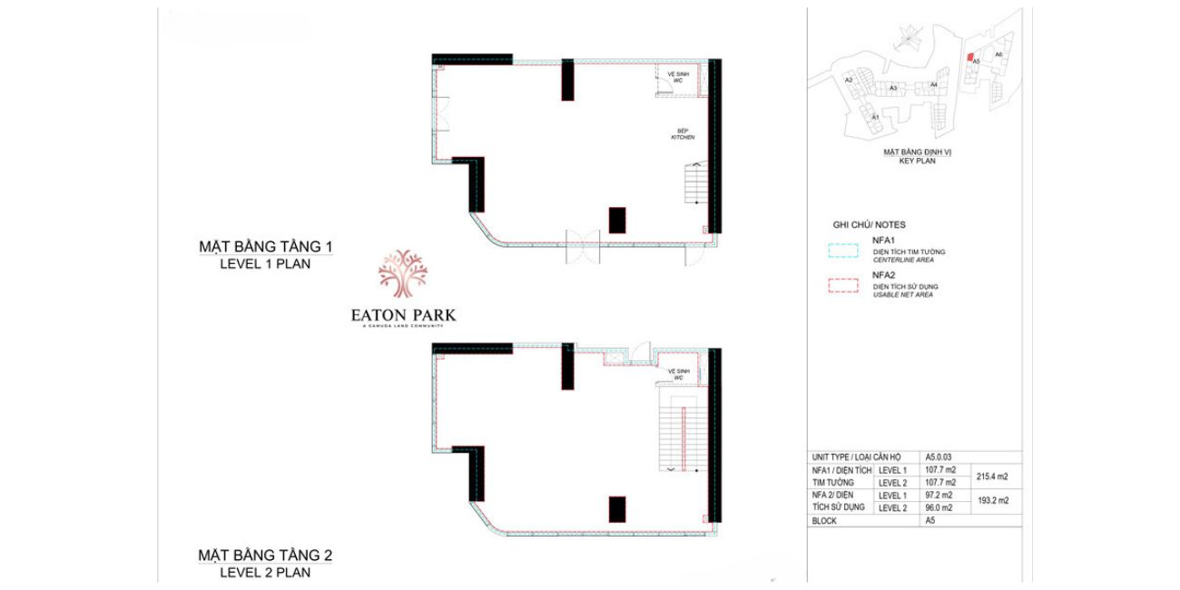 Mặt bằng Shophouse Eaton Park A5