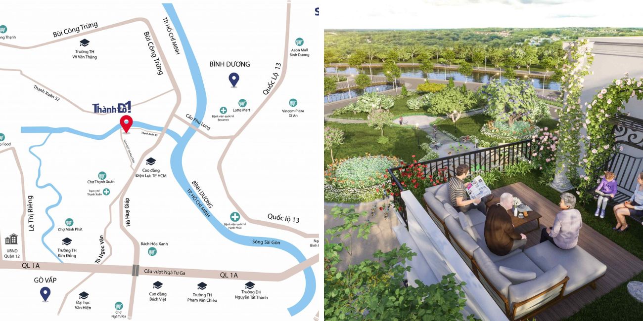 Nhà phố Thành Đô 1 nằm trên vị trí đắc địa tiếp cận các tiện ích dễ dàng
