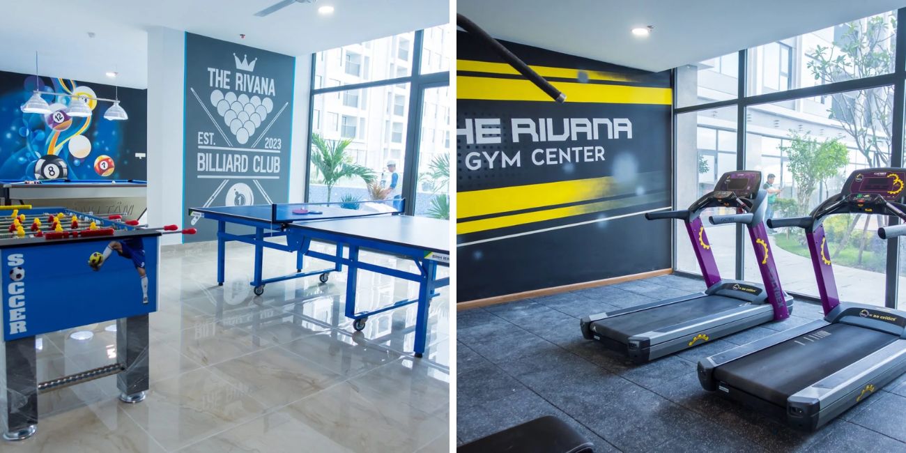 Trong chung cư The Rivana có khu thể thao trong nhà, phòng gym,..