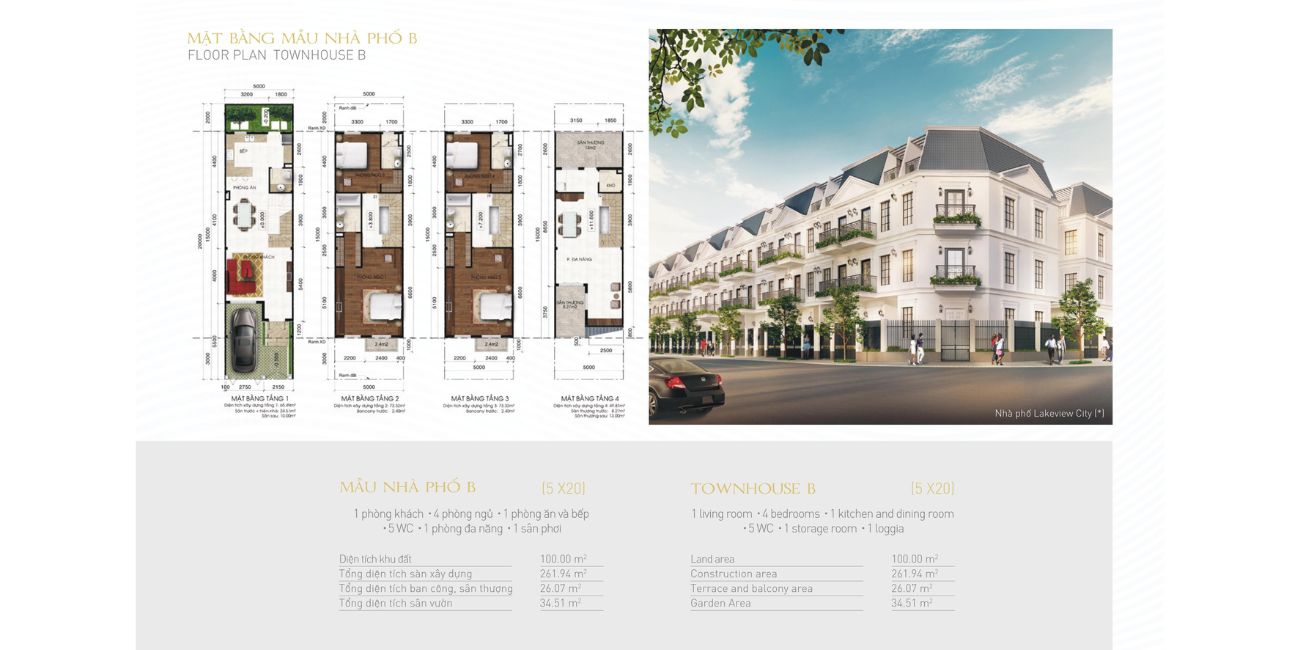 Thiết kế nhà phố mẫu B Lakeview