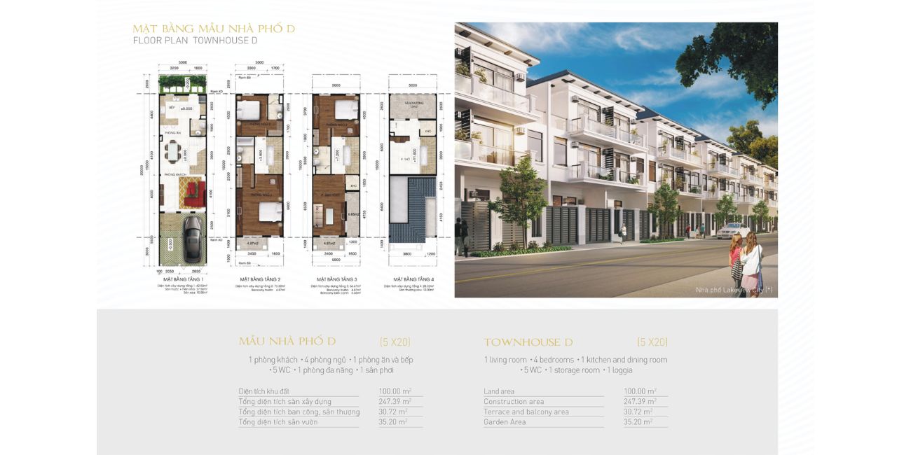 Thiết kế nhà phố mẫu D Lakeview