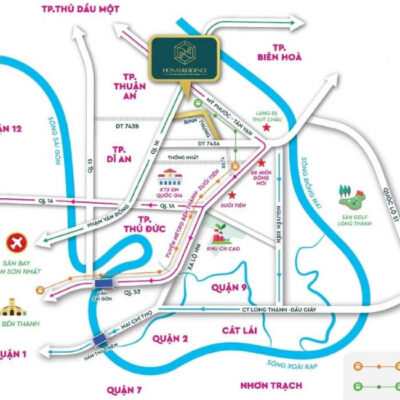 Vị trí của Honas Residence nằm tại trung tâm TP Dĩ An Bình Dương