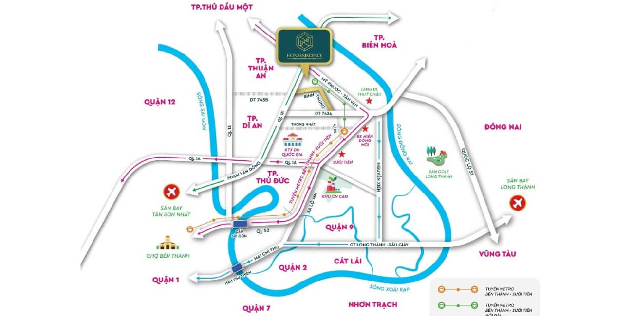 Vị trí của Honas Residence nằm tại trung tâm TP Dĩ An Bình Dương Vị trí của Honas Residence nằm tại trung tâm TP Dĩ An Bình Dương