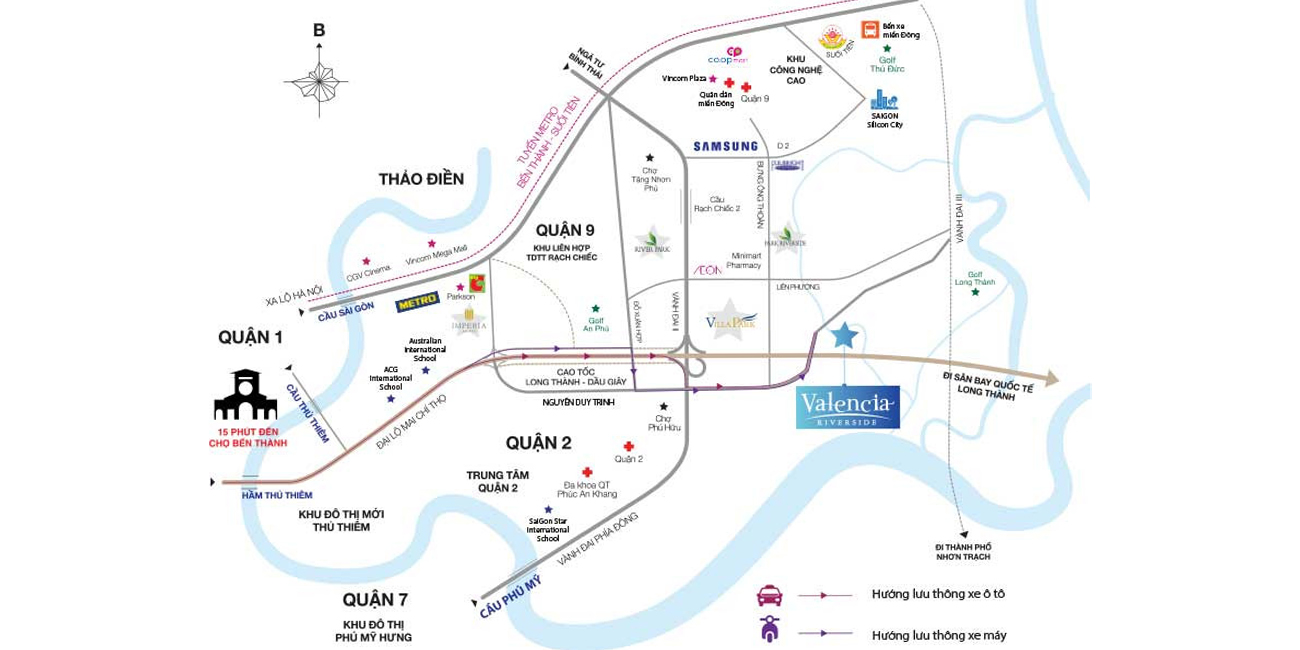 Vị trí chiến lược khu biệt thự Valencia Riverside