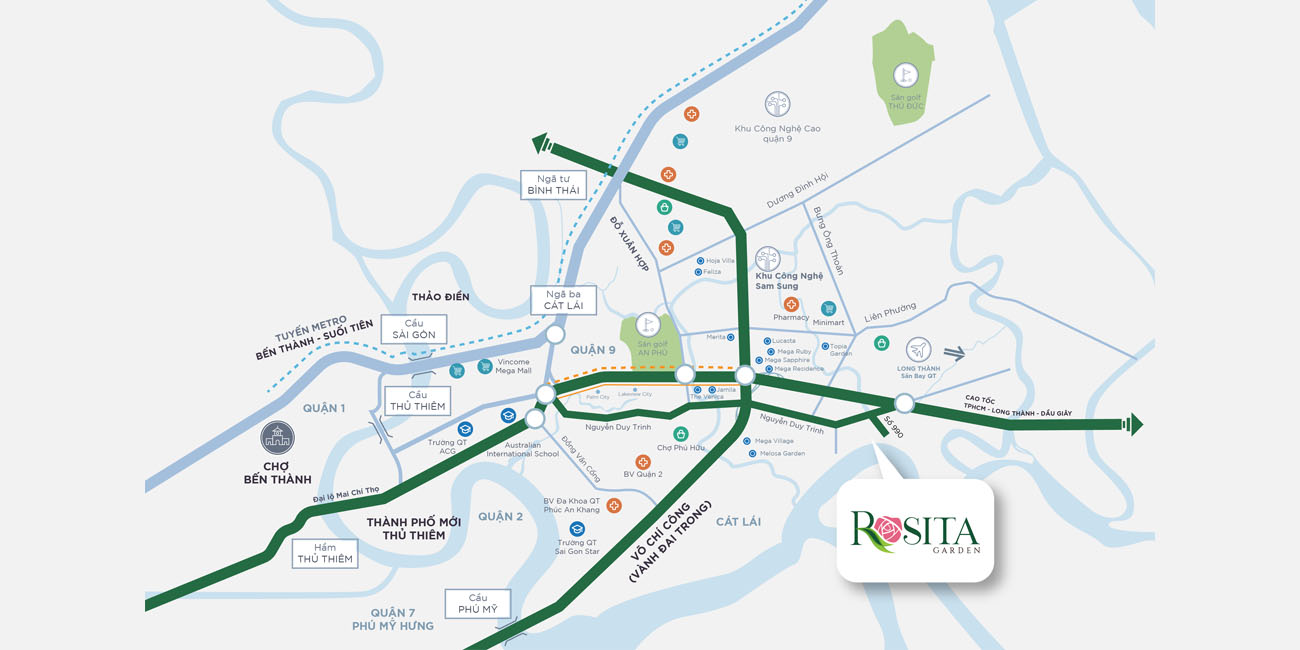 Vị trí địa hình nhà liên kế Rosita Garden